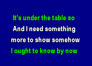 It's under the table so
And I need something
more to show somehow

I ought to know by now