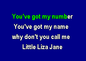 You've got my number
You've got my name

why don't you call me
Little Liza Jane
