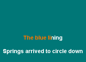 The blue lining

Springs arrived to circle down