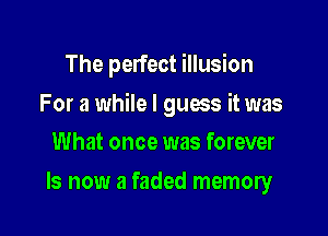 The perfect illusion

For a while I guess it was

What once was forever
Is now a faded memory