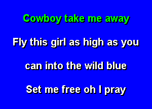 Cowboy take me away
Fly this girl as high as you

can into the wild blue

Set me free oh I pray