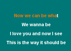 Now we can be what

We wanna be

I love you and now I see

This is the way it should be