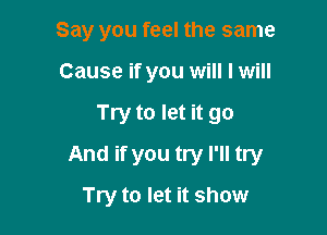 Say you feel the same

Cause if you will I will
Try to let it go
And if you try I'll try
Try to let it show