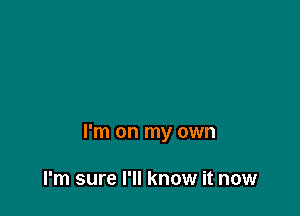 I'm on my own

I'm sure I'll know it now
