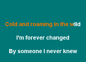 Cold and roaming in the wild

I'm forever changed

By someone I never knew