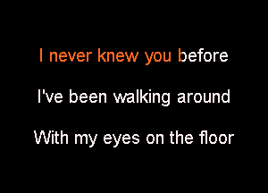 I never knew you before

I've been walking around

With my eyes on the floor