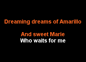 Dreaming dreams of Amarillo

And sweet Marie
Who waits for me