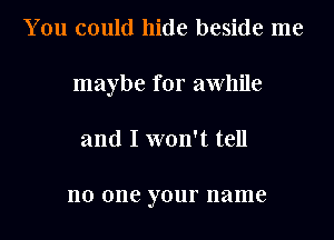 You could hide beside me
maybe for awhile
and I won't tell

no 0116 your name