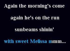 Again the morning's come
again he's on the run
sunbeams shinin'

With sweet Melissa mmm...