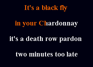 It's a black fly

in your Chardonnay

it's a death row pardon

two minutes too late