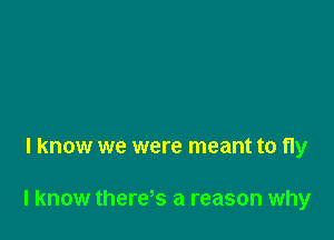 I know we were meant to fly

I know theres a reason why