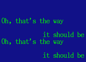 0h, that s the way

it should be
Oh, that s the way

it should be