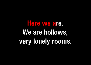 Here we are.

We are hollows,
very lonely rooms.