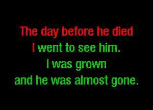 The day before he died
I went to see him.

I was grown
and he was almost gone.