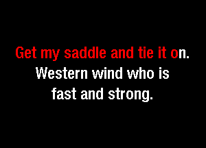 Get my saddle and tie it on.

Western wind who is
fast and strong.