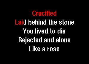 Crucified
Laid behind the stone
You lived to die

Rejected and alone
Like a rose