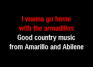 I wanna go home
with the armadillos

Good country music
from Amarillo and Abilene