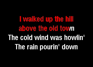 I walked up the hill
above the old town

The cold wind was howlin'
The rain pourin' down