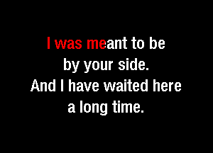 I was meant to be
by your side.

And I have waited here
a long time.