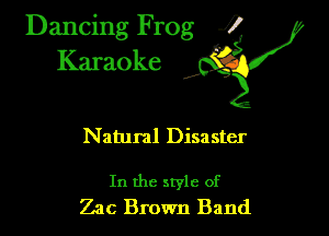Dancing Frog ?
Kamoke

Natural Disaster

In the style of
Zac Brown Band