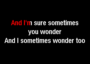 And I'm sure sometimes

you wonder
And I sometimes wonder too