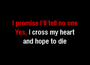 I promise I'll tell no one

Yes, I cross my heart
and hope to die