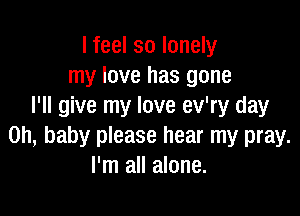 I feel so lonely
my love has gone
I'll give my love ev'ry day

Oh, baby please hear my pray.
I'm all alone.