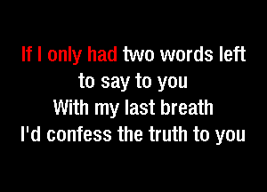 If I only had two words left
to say to you

With my last breath
I'd confess the truth to you