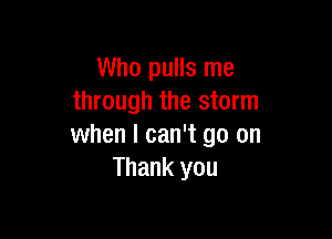 Who pulls me
through the storm

when I can't go on
Thank you