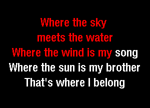 Where the sky
meets the water
Where the wind is my song
Where the sun is my brother
That's where I belong