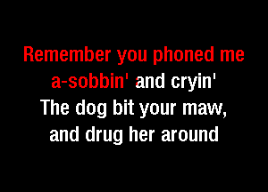 Remember you phoned me
a-sobbin' and cryin'

The dog hit your maw,
and drug her around