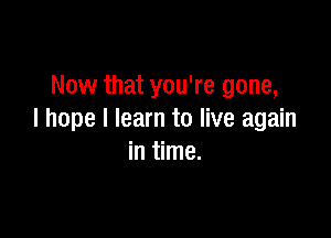 Now that you're gone,

I hope I learn to live again
in time.