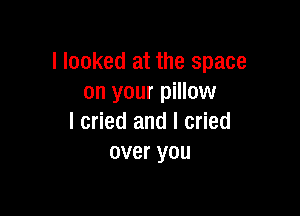 I looked at the space
on your pillow

I cried and I cried
over you