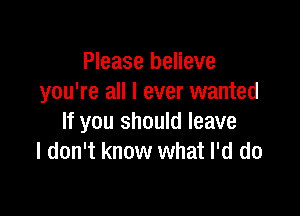 Please believe
you're all I ever wanted

If you should leave
I don't know what I'd do