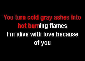 You turn cold gray ashes into
hot burning flames

I'm alive with love because
ofyou