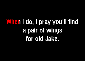 When I do, I pray you'll find

a pair of wings
for old Jake.