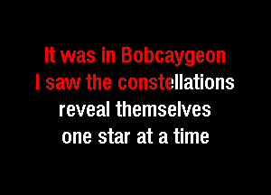 It was in Bobcaygeon
I saw the constellations

reveal themselves
one star at a time
