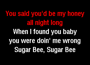 You said you'd be my honey
all night long
When I found you baby
you were doin' me wrong
Sugar Bee, Sugar Bee