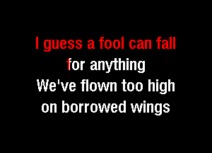I guess a fool can fall
for anything

We've flown too high
on borrowed wings