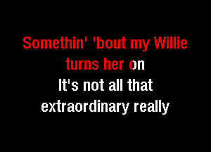 Somethin' 'bout my Willie
turns her on

It's not all that
extraordinary really
