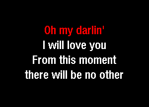 Oh my darlin'
I will love you

From this moment
there will be no other