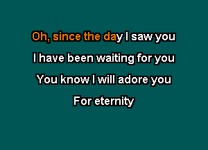 Oh, since the dayl saw you

I have been waiting for you

You know I will adore you

For eternity