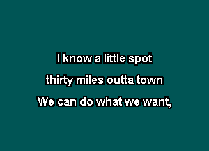 I know a little spot

thirty miles outta town

We can do what we want,