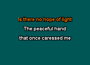Is there no hope oflight

The peaceful hand

that once caressed me