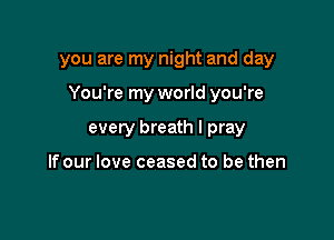 you are my night and day

You're my world you're

every breath I pray

Ifour love ceased to be then