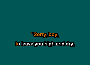 Sorry. boy,

to leave you high and dry,