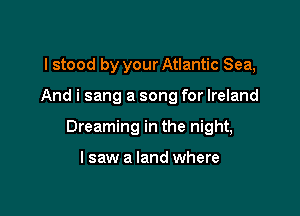 I stood by your Atlantic Sea,

And i sang a song for Ireland

Dreaming in the night,

I saw a land where