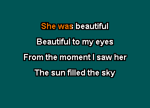 She was beautiful

Beautiful to my eyes

From the momentl saw her

The sun filled the sky