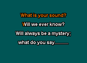 What is your sound?

Will we ever know?

Will always be a mysterw

what do you say ............