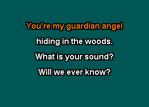 You're my guardian angel

hiding in the woods.
What is your sound?

Will we ever know?